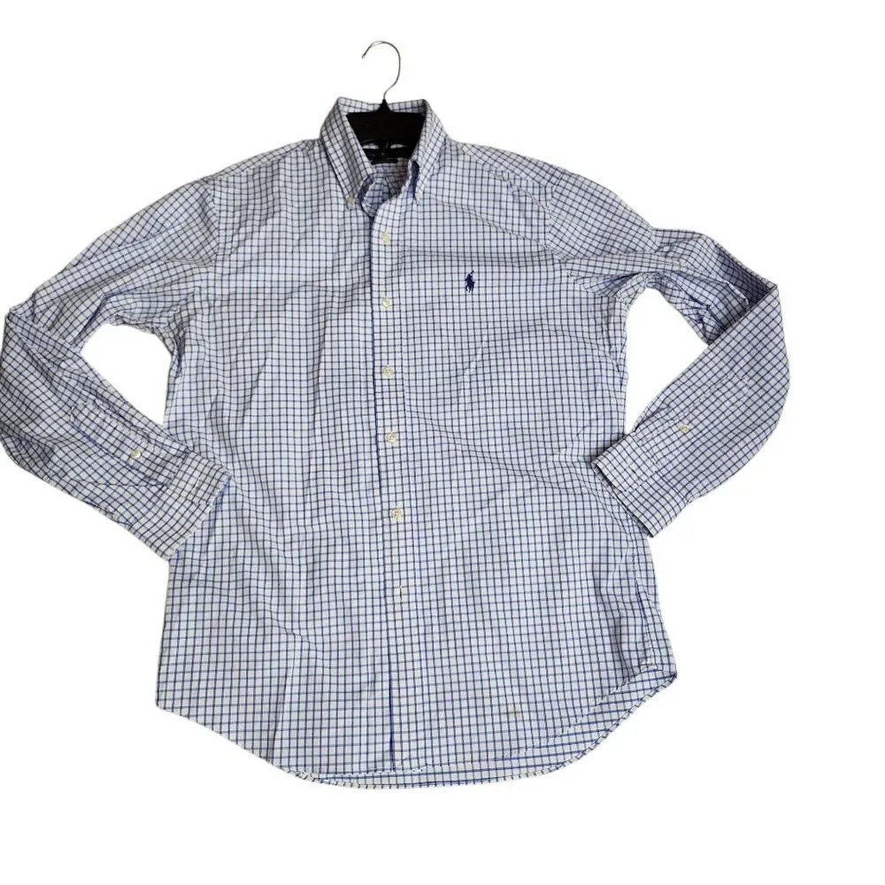 Polo by Ralph Lauren Performance Men's Blue Checkered Shirt‎ Sz Med